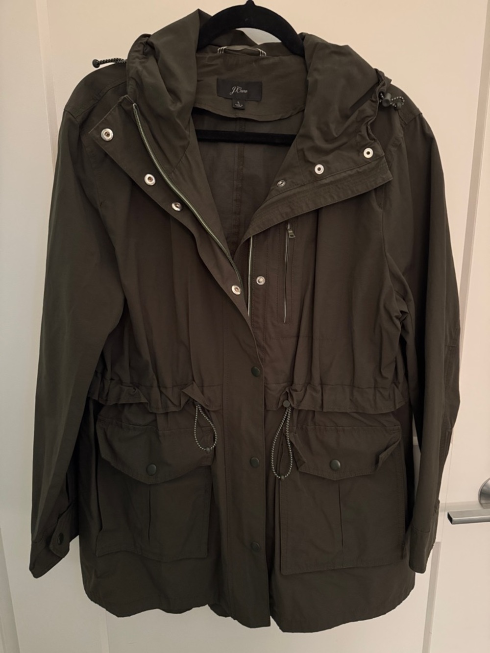 J. Crew Olive rain jacket Utility Hooded Parka